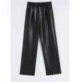 Loose PU Leather Pants Ladies High Waist Straight Faux Leather Trousers nowadaysfashion