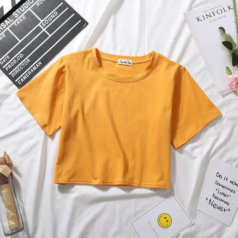 Loose solid color versatile short student T-shirt - Blade & Thread