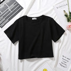 Loose solid color versatile short student T-shirt nowadaysfashion