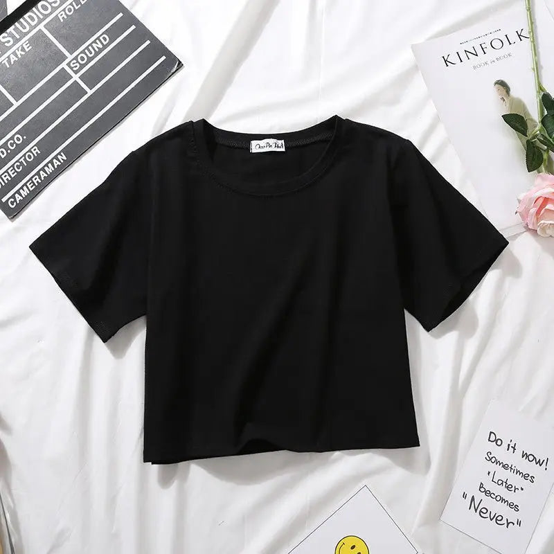 Loose solid color versatile short student T-shirt nowadaysfashion