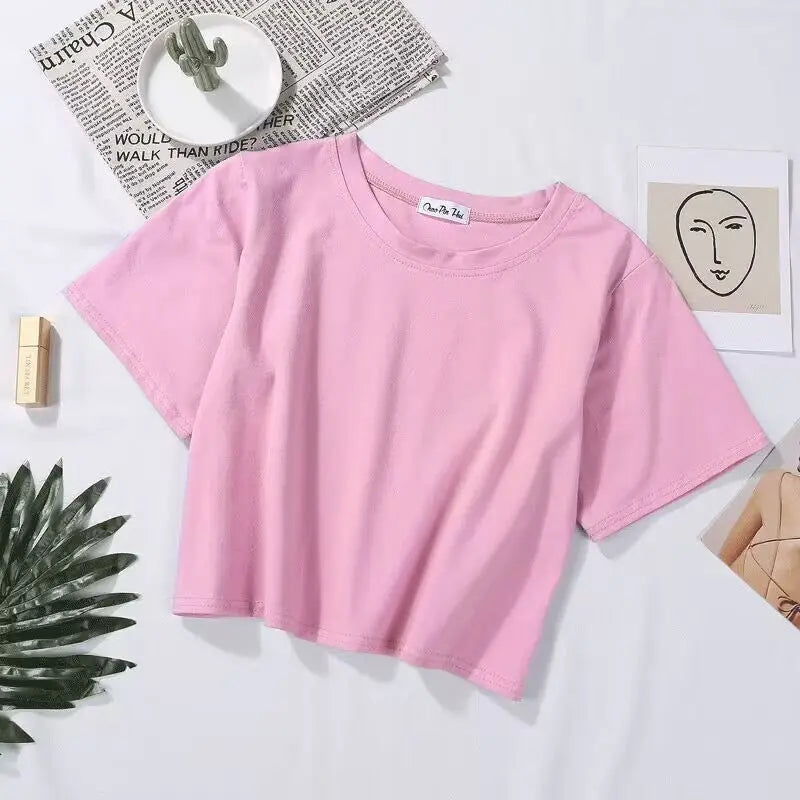 Loose solid color versatile short student T-shirt - Blade & Thread