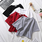 Loose solid color versatile short student T-shirt nowadaysfashion