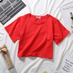 Loose solid color versatile short student T-shirt nowadaysfashion