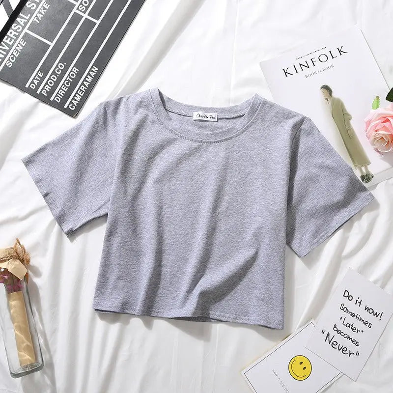 Loose solid color versatile short student T-shirt - Blade & Thread