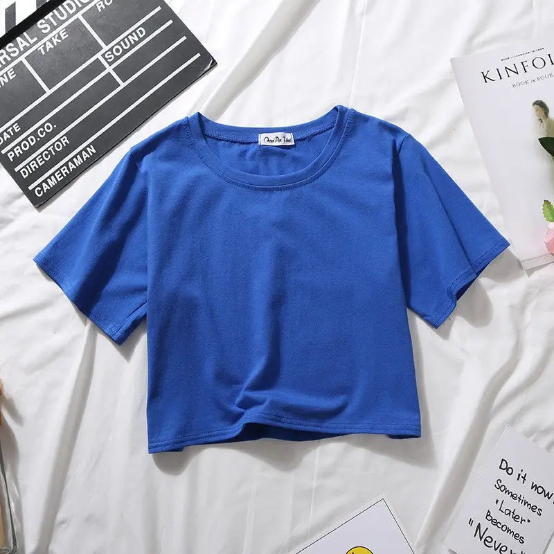 Loose solid color versatile short student T-shirt - Blade & Thread