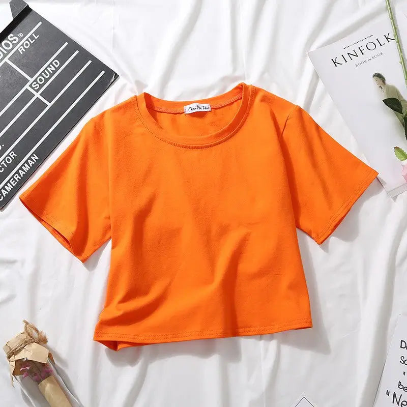 Loose solid color versatile short student T-shirt - Blade & Thread