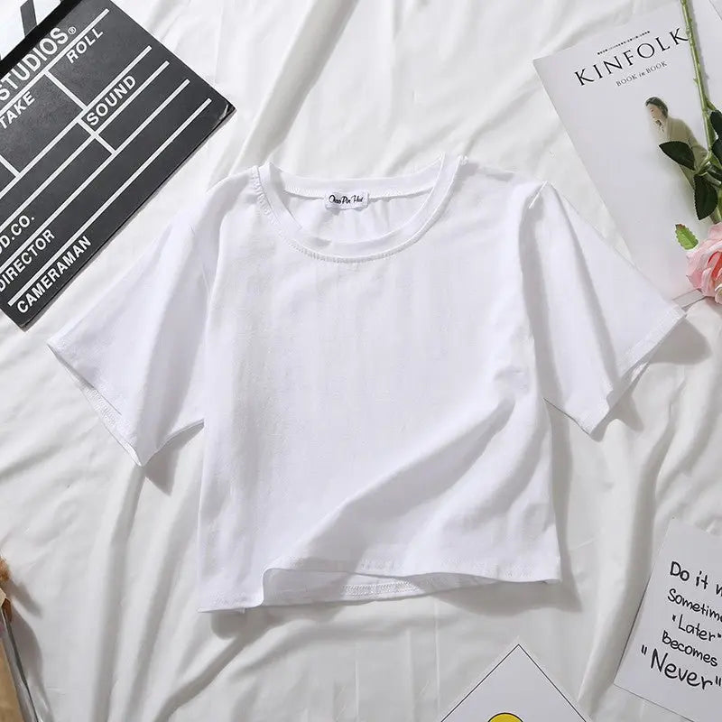 Loose solid color versatile short student T-shirt - Blade & Thread