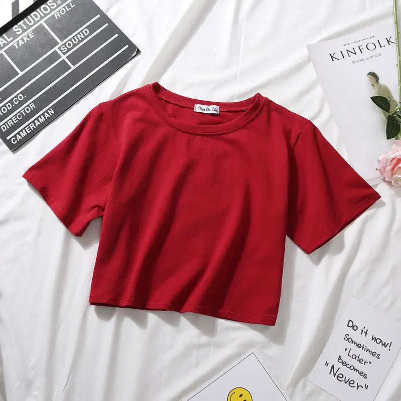 Loose solid color versatile short student T-shirt - Blade & Thread