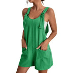 Loose Style Overalls Boho Solid Color Playsuit Sleeveless Rompers nowadaysfashion