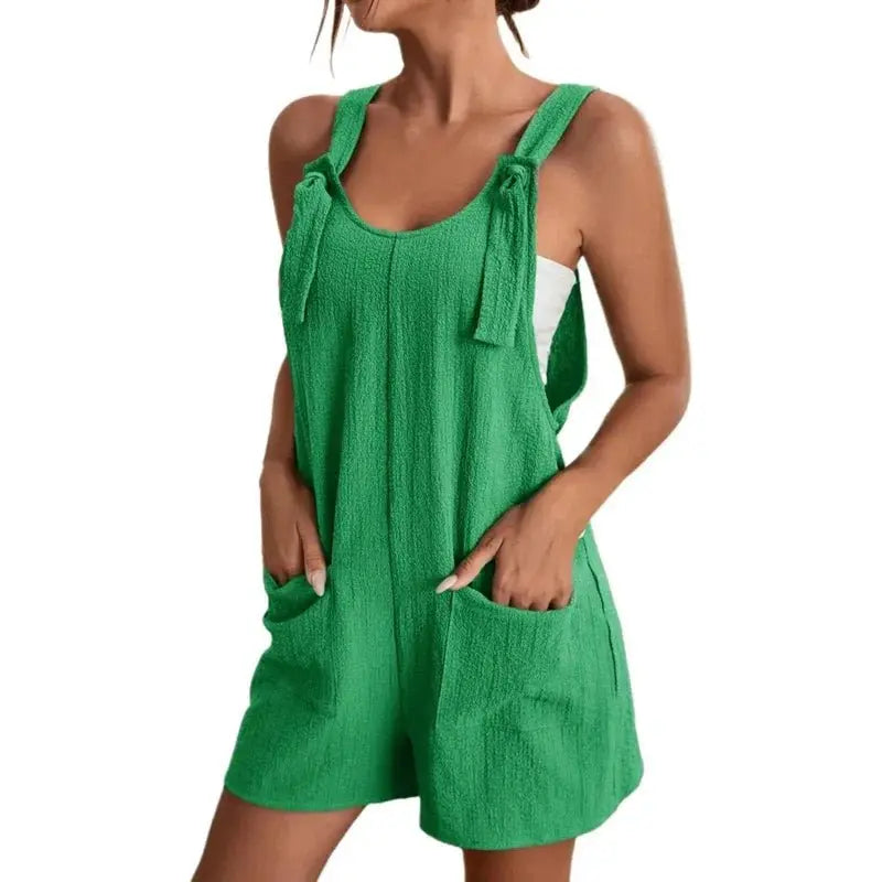 Loose Style Overalls Boho Solid Color Playsuit Sleeveless Rompers nowadaysfashion