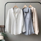 Loose Turn-down Collar Solid Female Shirts Tops Spring Summer Blouses nowadaysfashion