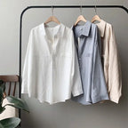 Loose Turn-down Collar Solid Female Shirts Tops Spring Summer Blouses nowadaysfashion