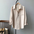 Loose Turn-down Collar Solid Female Shirts Tops Spring Summer Blouses nowadaysfashion