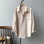 Loose Turn-down Collar Solid Female Shirts Tops Spring Summer Blouses nowadaysfashion