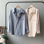 Loose Turn-down Collar Solid Female Shirts Tops Spring Summer Blouses nowadaysfashion
