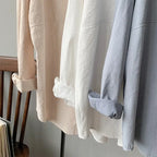 Loose Turn-down Collar Solid Female Shirts Tops Spring Summer Blouses nowadaysfashion
