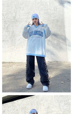 LOS ANGELES CALIFORHIA Embroidered Sweatshirts Oversized V Neck Pullovers nowadaysfashion
