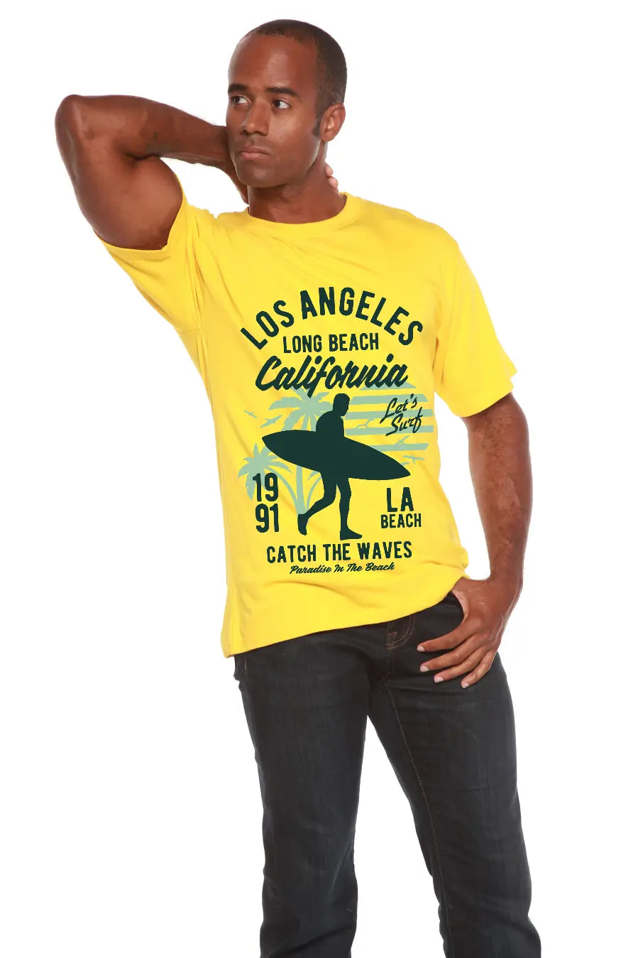 Los Angeles Men's Bamboo Viscose/Organic Cotton Short Sleeve Graphic T-Shirt Spun Bamboo