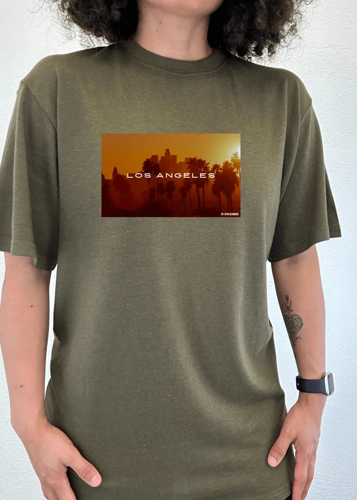 Los Angeles Unisex Bamboo Viscose/Organic Cotton Short Sleeve Graphic T-Shirt Spun Bamboo