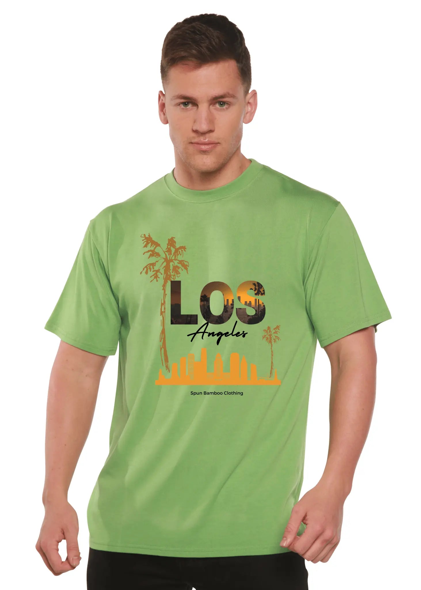 Los Angeles Unisex Bamboo Viscose/Organic Cotton Short Sleeve Graphic T-Shirt Spun Bamboo