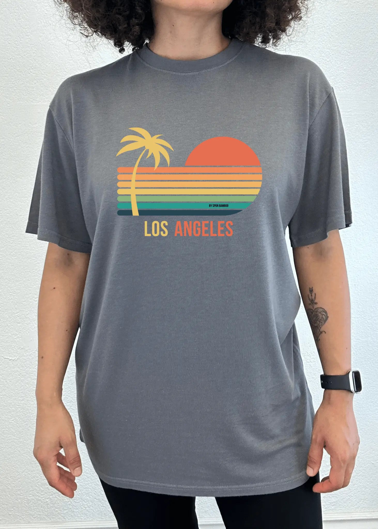 Los Angeles Unisex Bamboo Viscose/Organic Cotton Short Sleeve Graphic T-Shirt Spun Bamboo