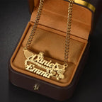 Love Butterfly Decorated Double Name Necklace Couple Gift nowadaysfashion