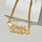 Love Butterfly Decorated Double Name Necklace Couple Gift nowadaysfashion