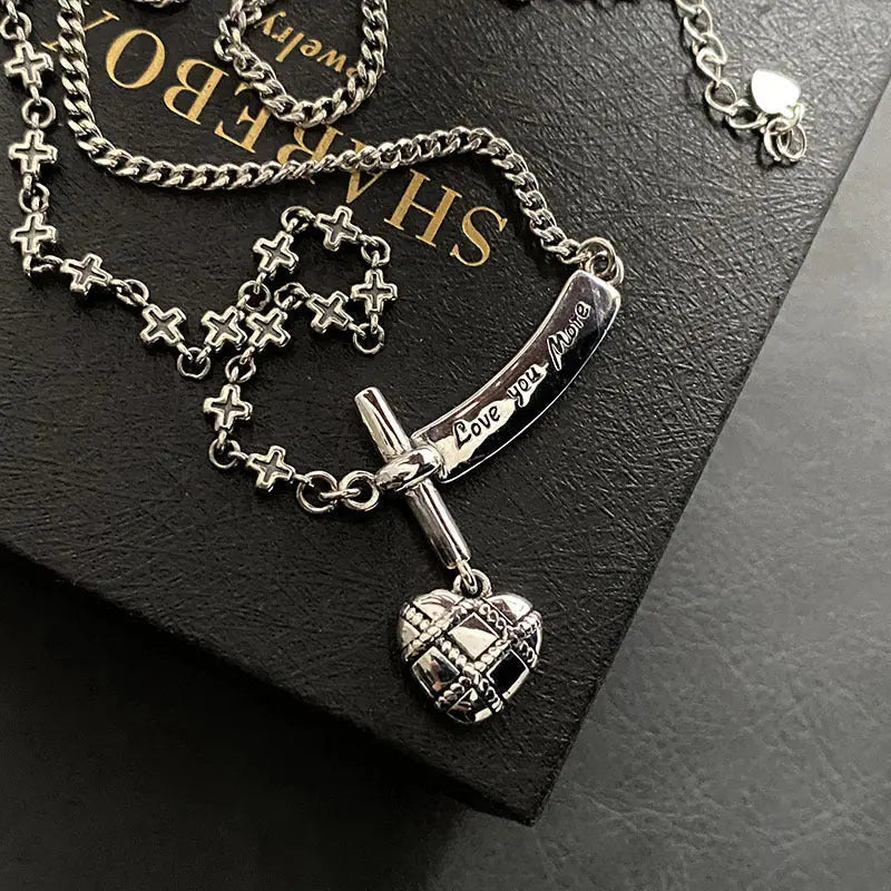 Love cross necklace women's personality hip hop clavicle necklace nowadaysfashion
