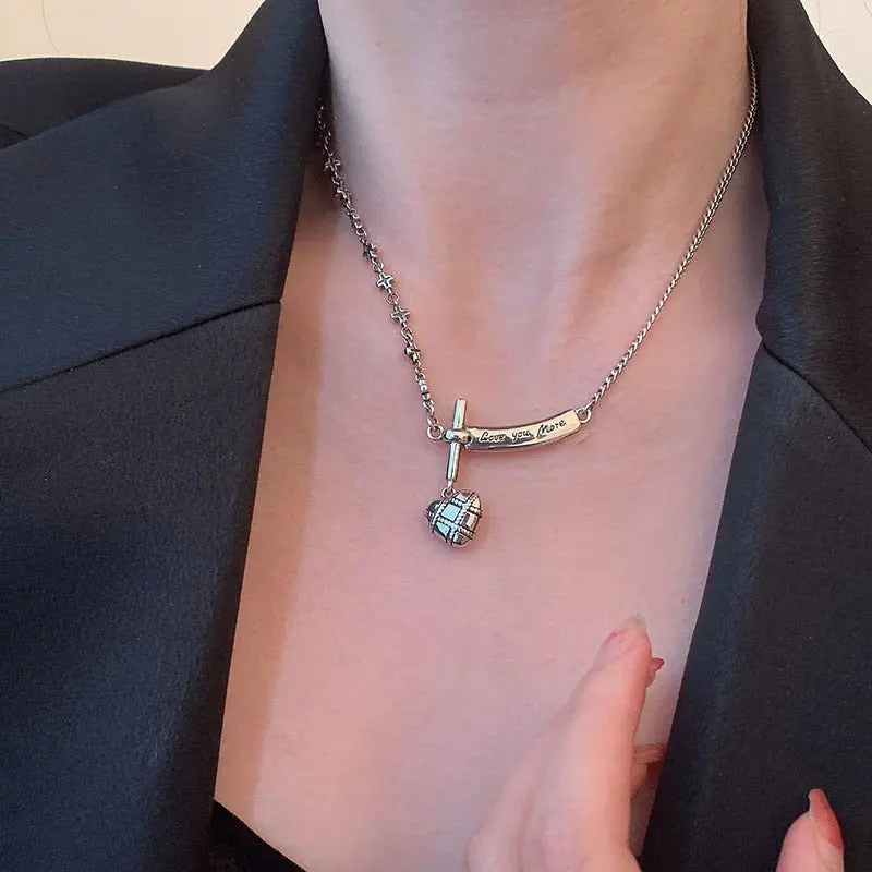 Love cross necklace women's personality hip hop clavicle necklace - Blade & Thread