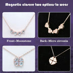 Love Heart Shaped Double Side Moonstone Magnetic Four Leaf Clover Good Pendant Necklace nowadaysfashion
