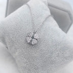 Love Heart Shaped Double Side Moonstone Magnetic Four Leaf Clover Good Pendant Necklace nowadaysfashion