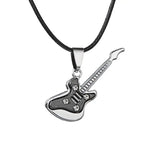 Love Music Exquisite Guitar Shaped Pendant Leather Rope Clavicle Chain Jewelry nowadaysfashion