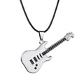 Love Music Exquisite Guitar Shaped Pendant Leather Rope Clavicle Chain Jewelry nowadaysfashion