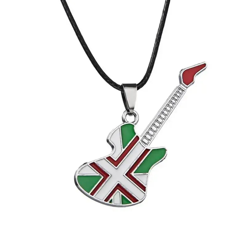 Love Music Exquisite Guitar Shaped Pendant Leather Rope Clavicle Chain Jewelry nowadaysfashion