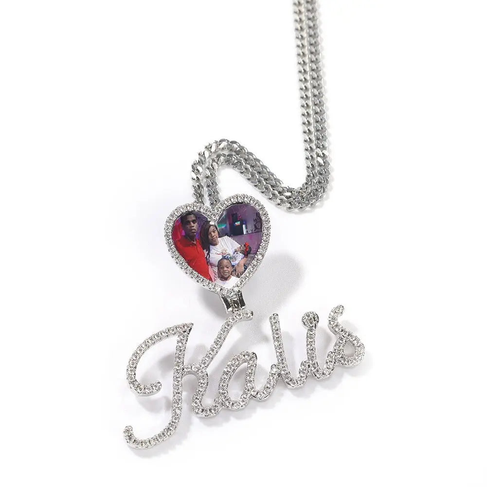 Love Photo Pendant Letter Necklace DIY Zircon Photo Frame Necklace - Blade & Thread