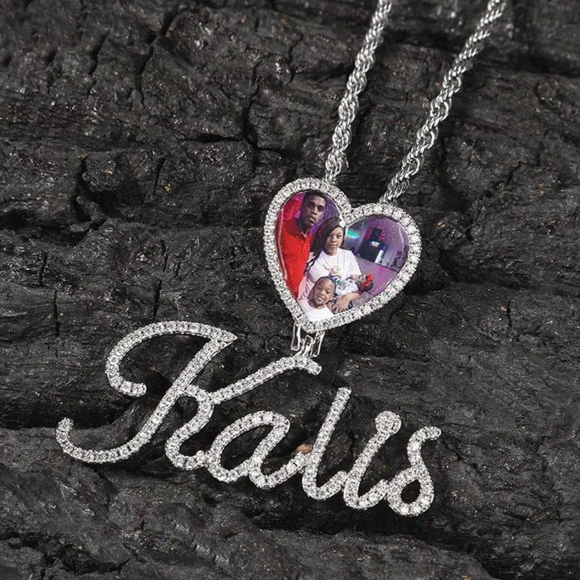 Love Photo Pendant Letter Necklace DIY Zircon Photo Frame Necklace - Blade & Thread