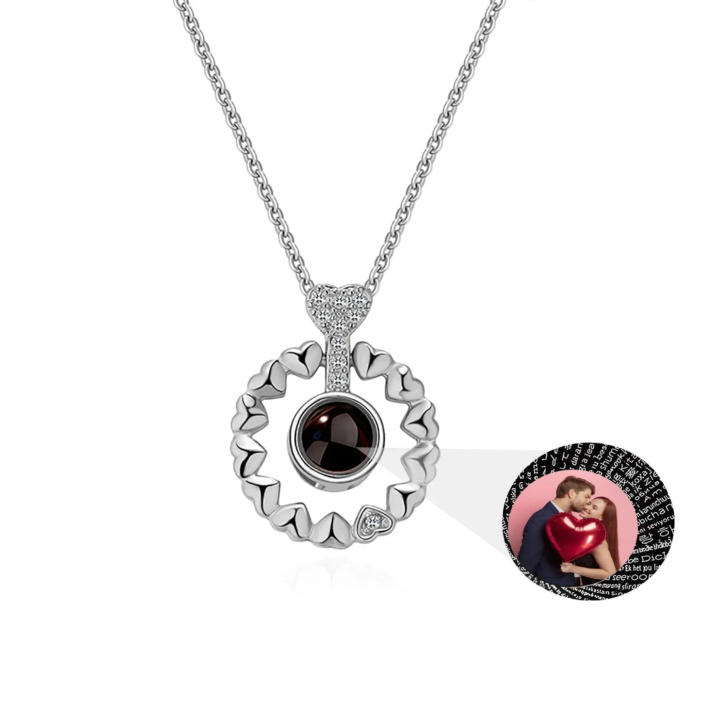 Love projection necklace with customizable photos Necklace Heart Pendant - Blade & Thread