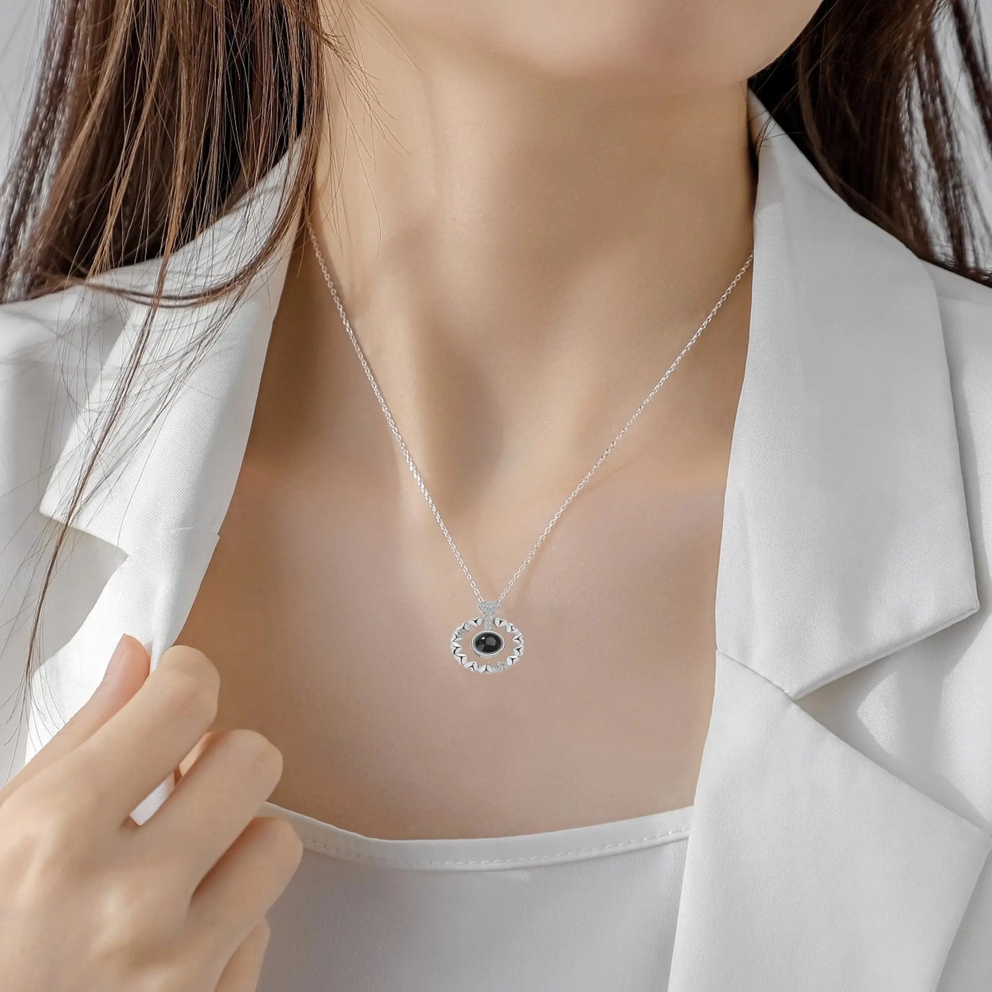 Love projection necklace with customizable photos Necklace Heart Pendant - Blade & Thread