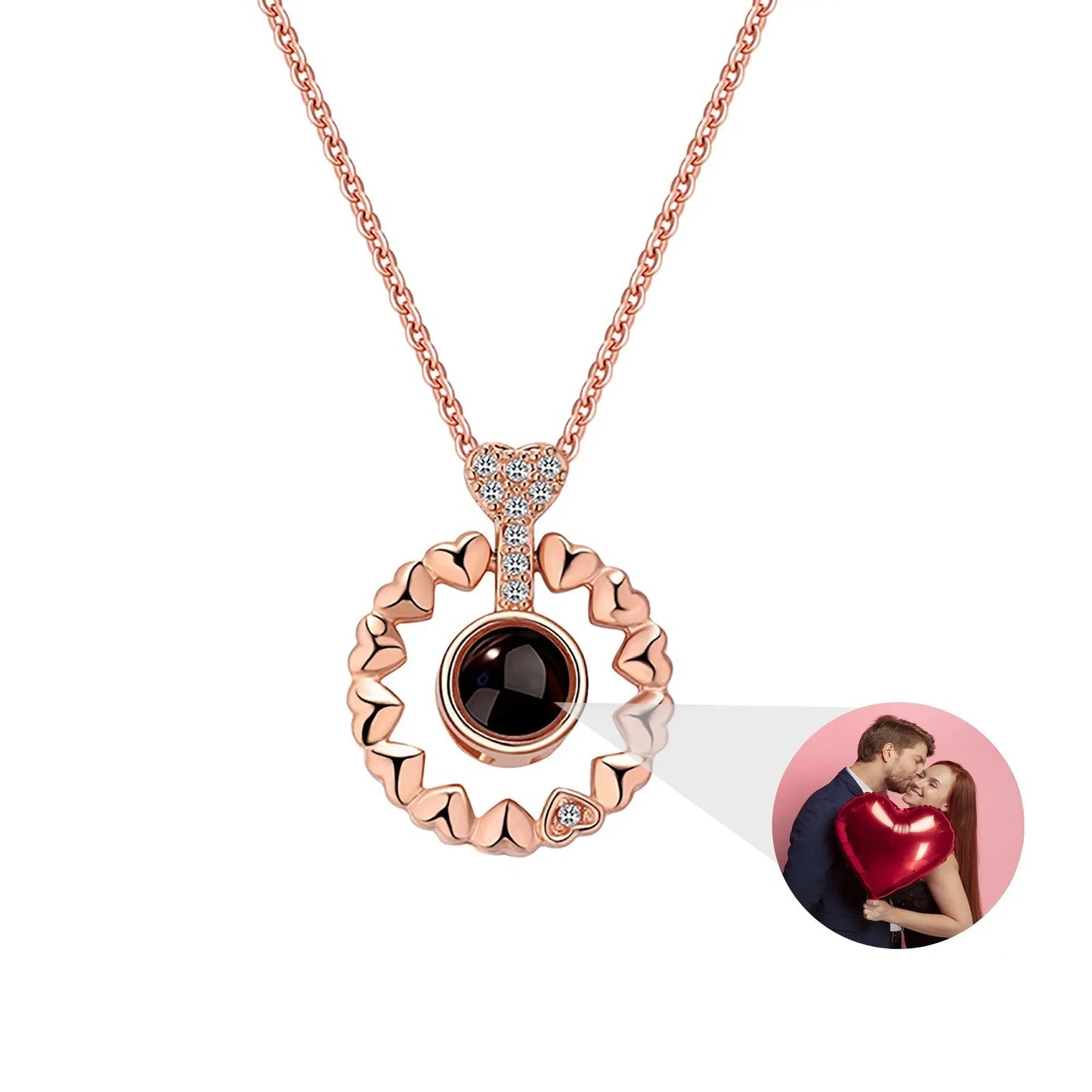 Love projection necklace with customizable photos Necklace Heart Pendant - Blade & Thread