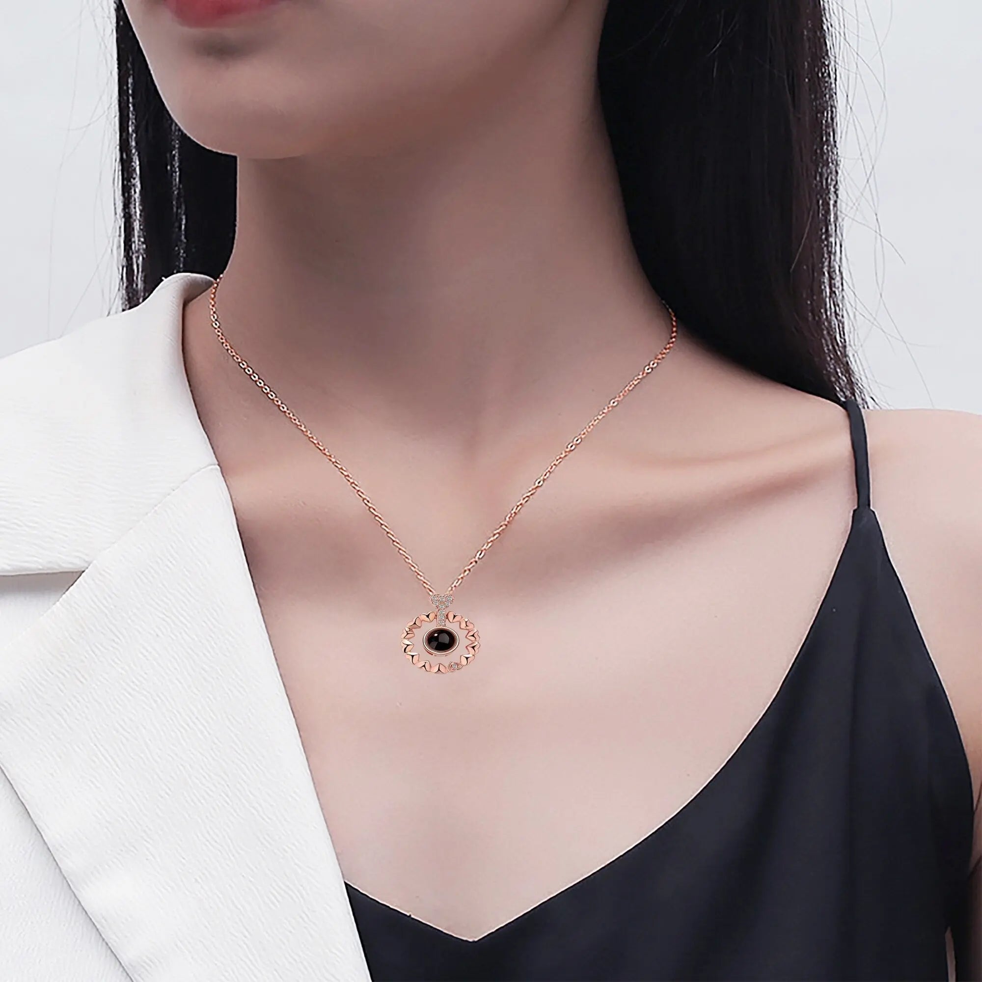 Love projection necklace with customizable photos Necklace Heart Pendant nowadaysfashion