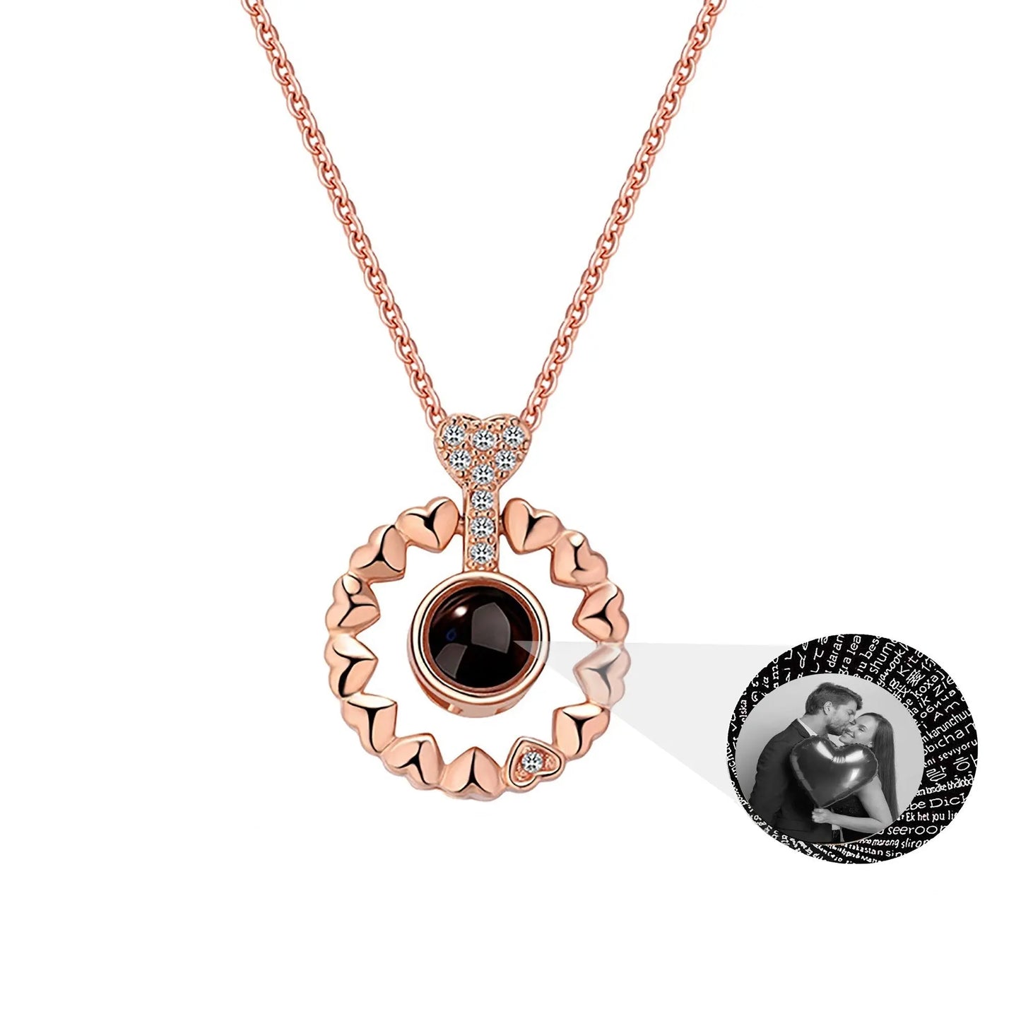 Love projection necklace with customizable photos Necklace Heart Pendant - Blade & Thread