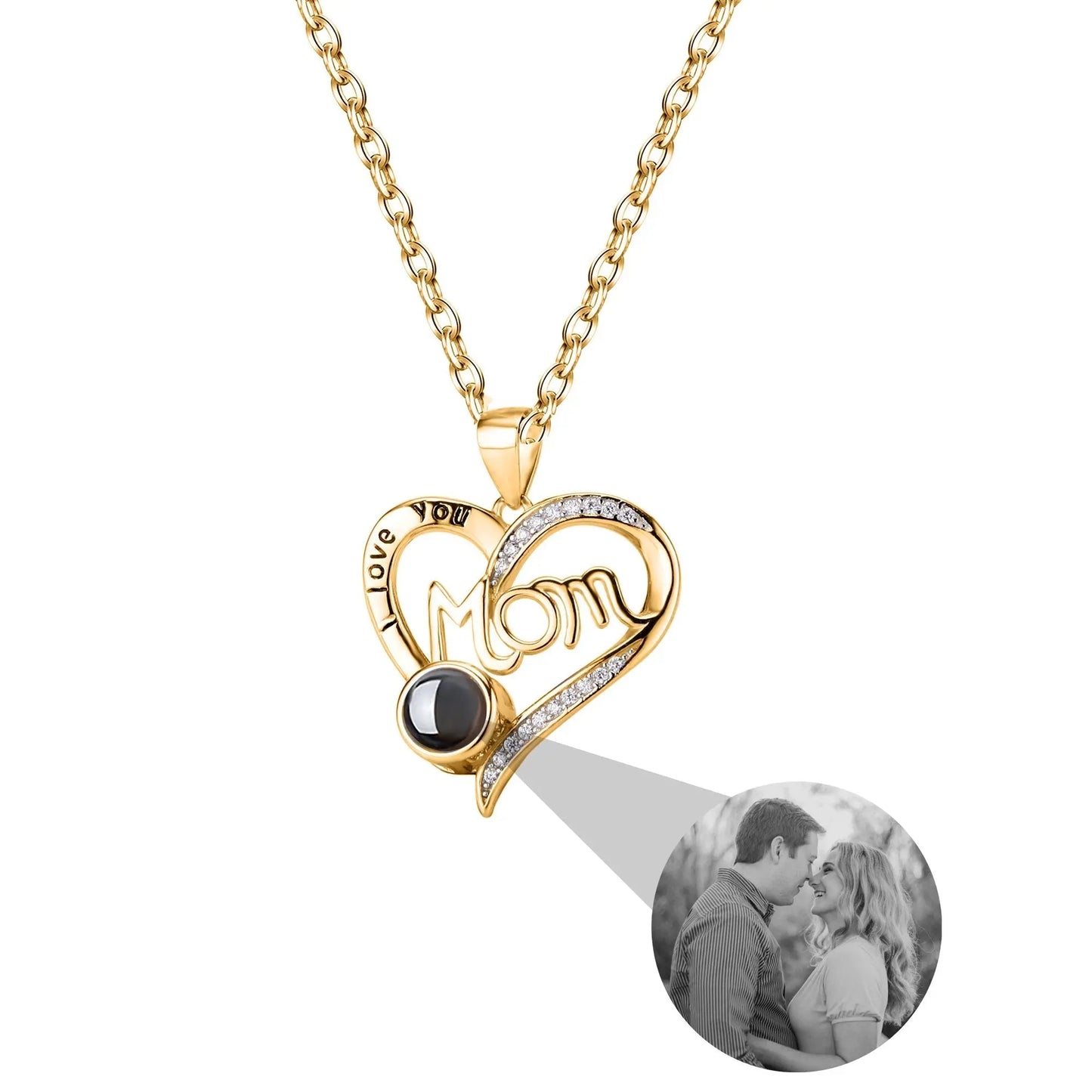 Love projection necklace with customizable photos Pendant Memorial Gift Anniversary gift - Blade & Thread