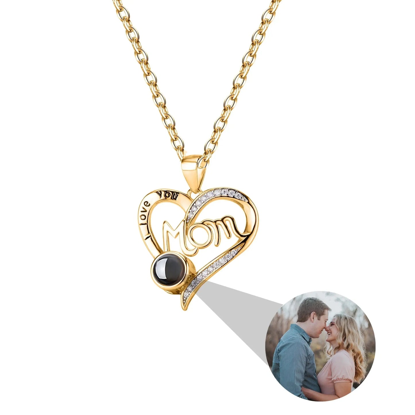 Love projection necklace with customizable photos Pendant Memorial Gift Anniversary gift - Blade & Thread