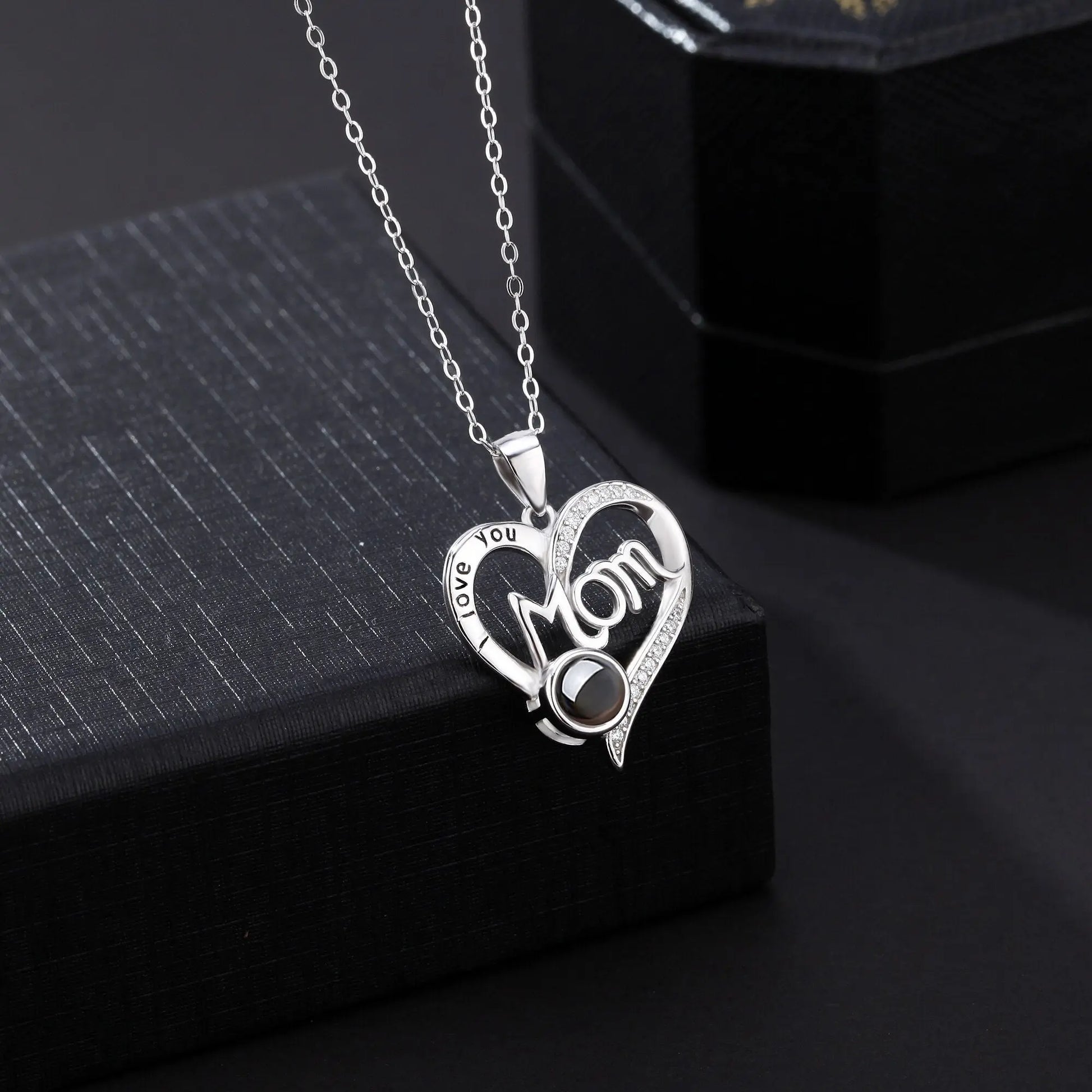 Love projection necklace with customizable photos Pendant Memorial Gift Anniversary gift - Blade & Thread