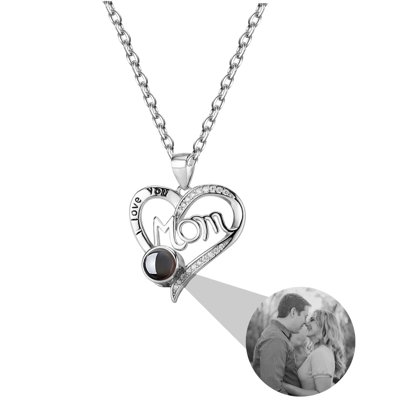 Love projection necklace with customizable photos Pendant Memorial Gift Anniversary gift - Blade & Thread