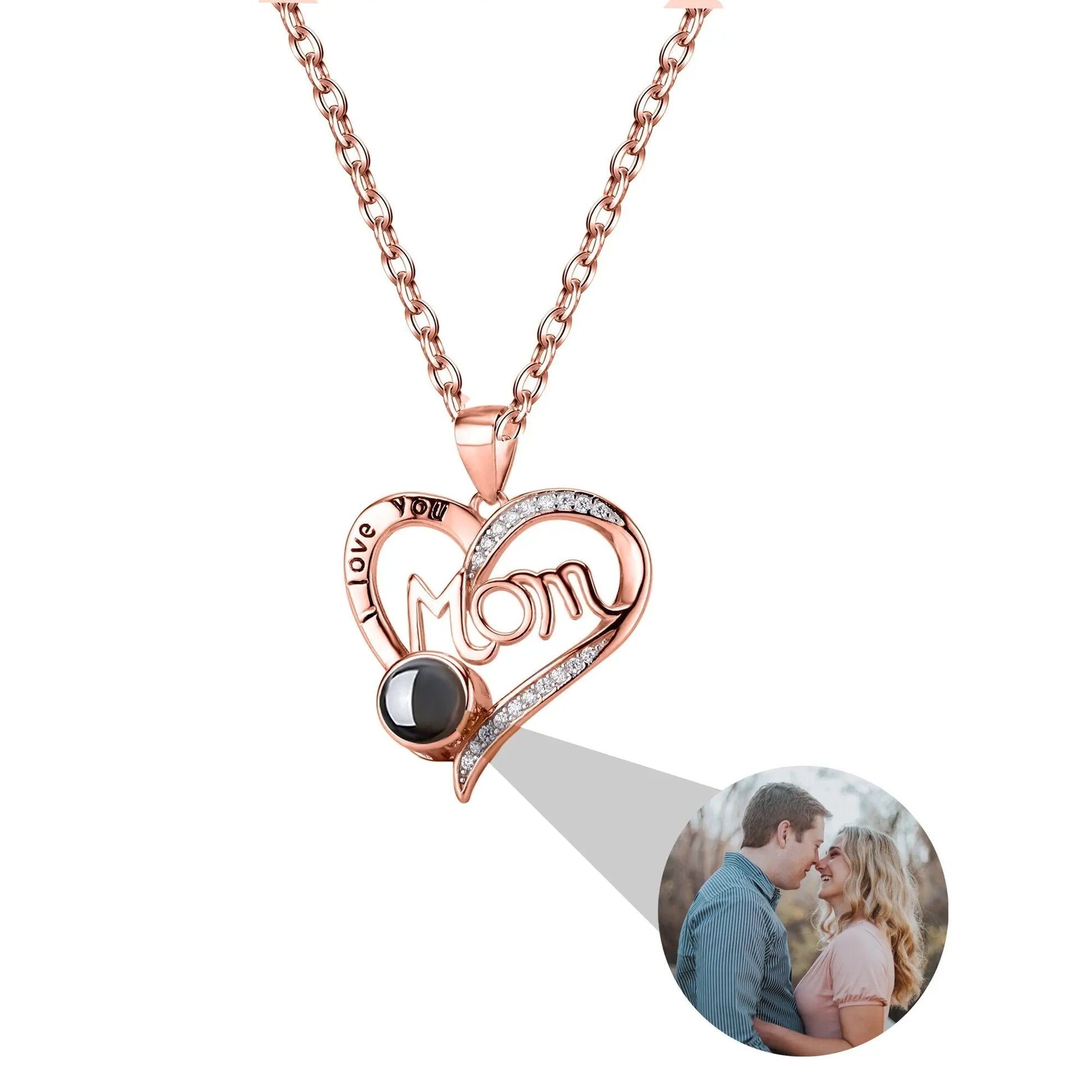 Love projection necklace with customizable photos Pendant Memorial Gift Anniversary gift - Blade & Thread