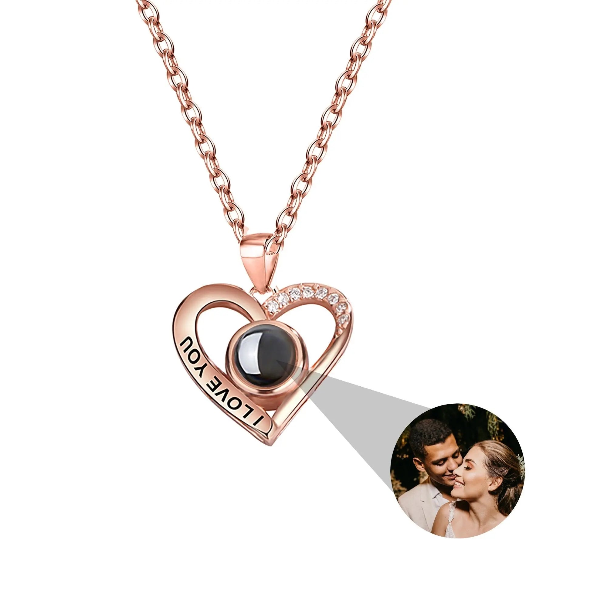Love projection necklace with customizable photos Pendant Necklace nowadaysfashion