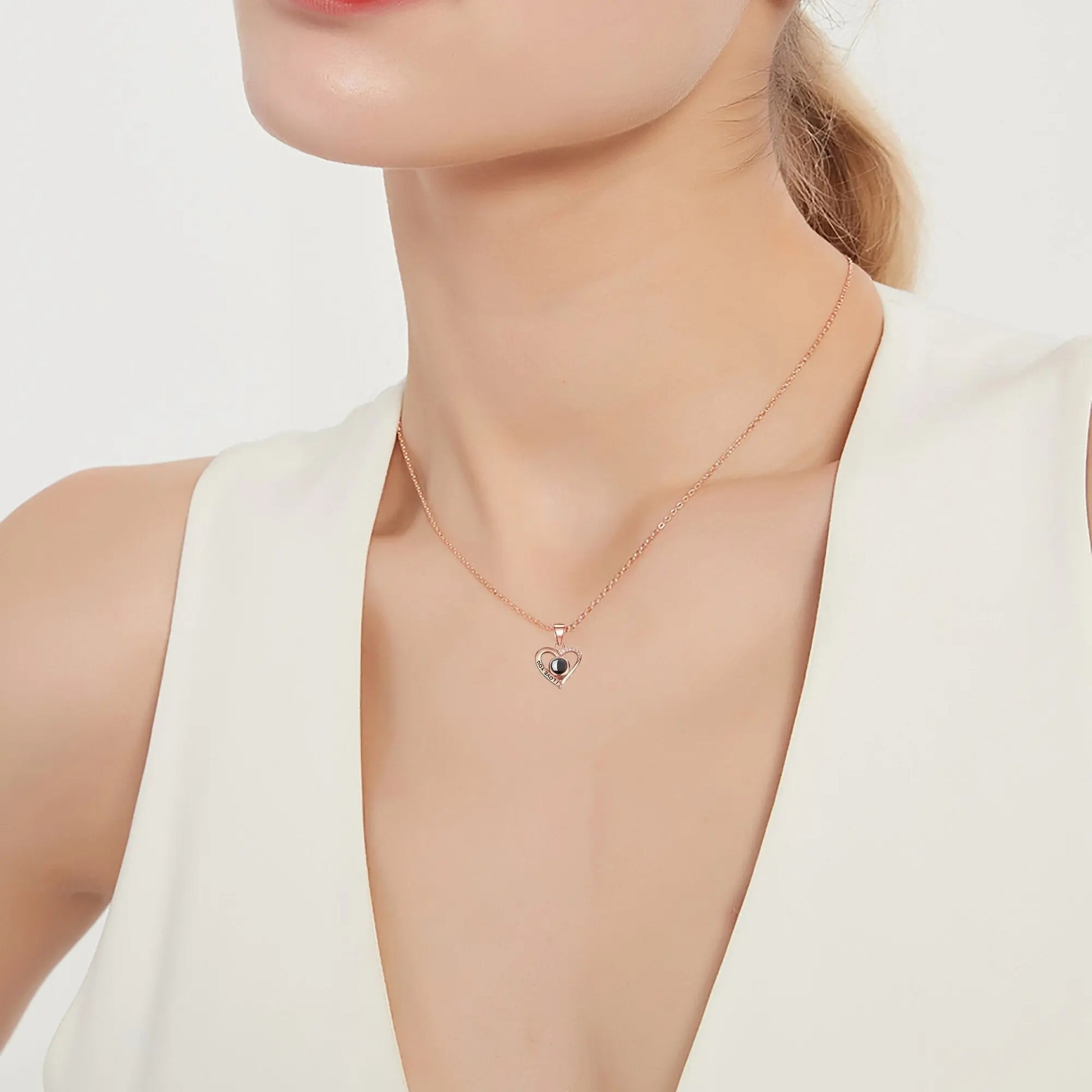 Love projection necklace with customizable photos Pendant Necklace - Blade & Thread