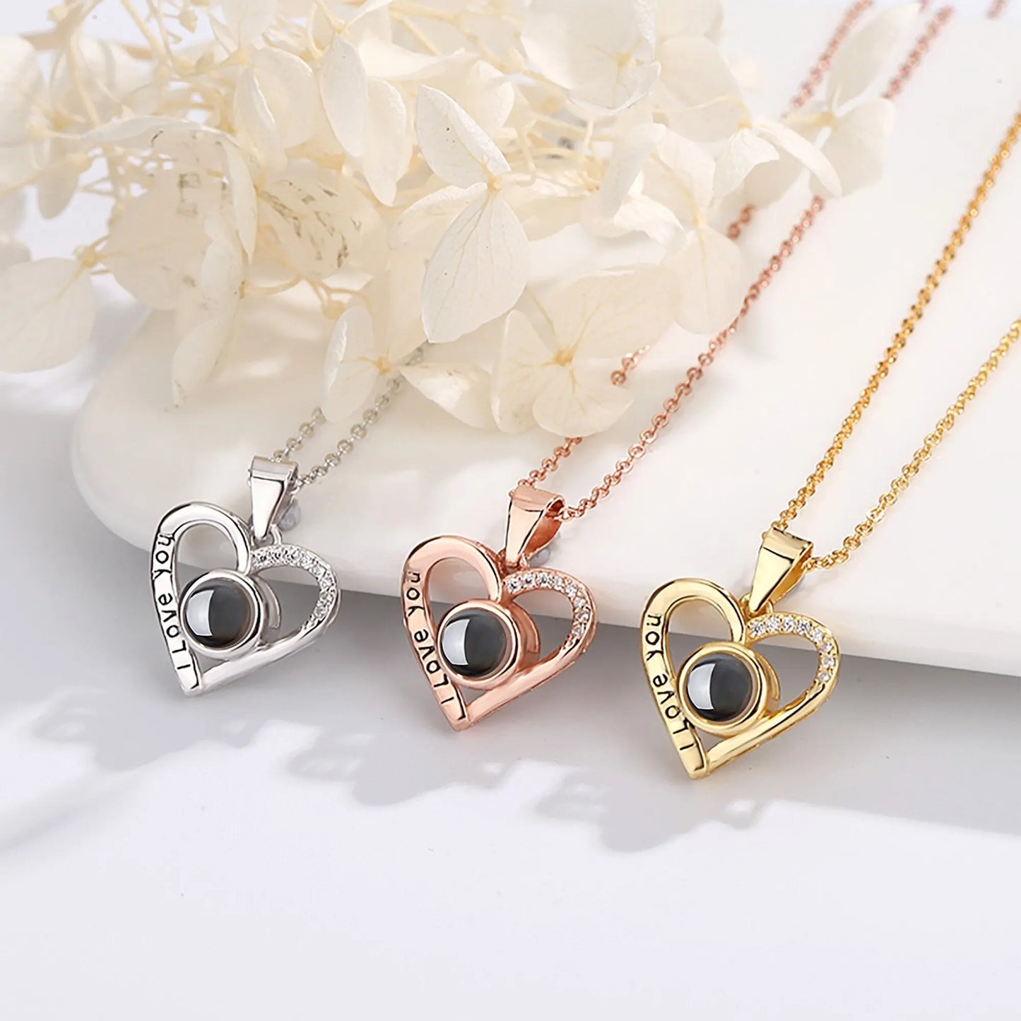 Love projection necklace with customizable photos Pendant Necklace - Blade & Thread