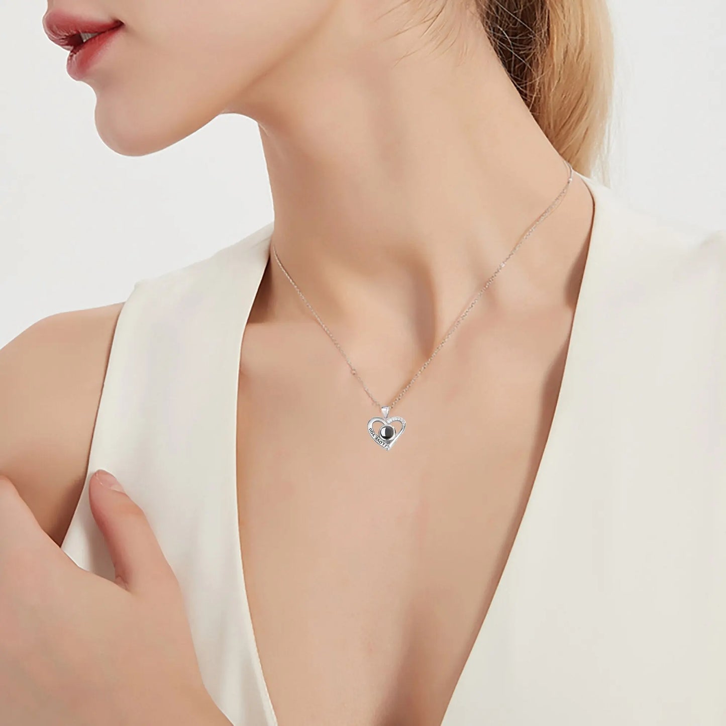 Love projection necklace with customizable photos Pendant Necklace - Blade & Thread